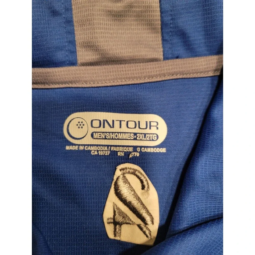 ONTOUR Polo Shirt Mens 2XL Blue Golf Embroidered Sycuan WebTech Performance‎